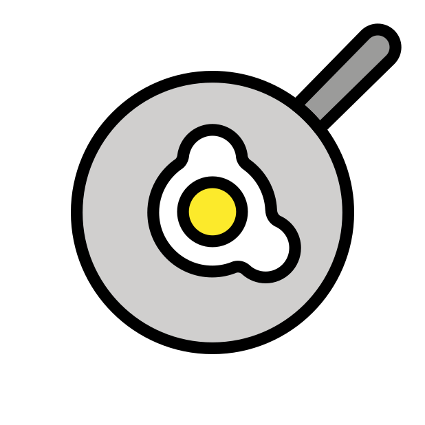 An egg with yolk frying in a skillet, as prepared sunny-side up (Emojipedia)